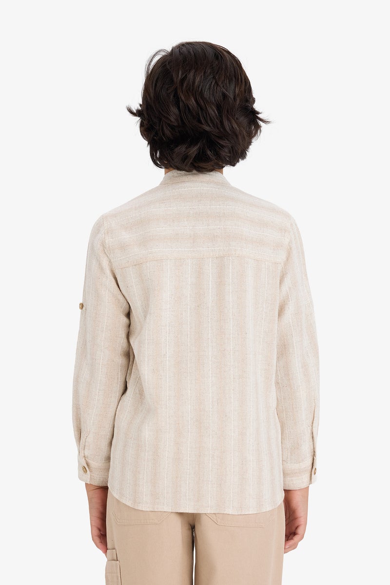 ديفاكتو قميص مخطط أولادي بياقة عالية - Image 5